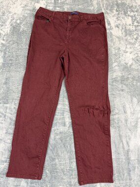 Bandolino Womens Maroon Straight-Leg Jeans Size 16